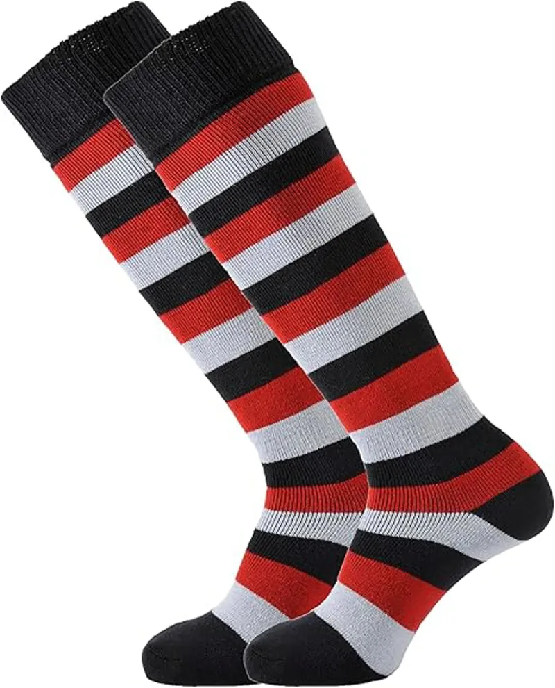 Horizon Nordic Merino Socks - Stripe Red/Navy/Sky - Size 6.5 - 8