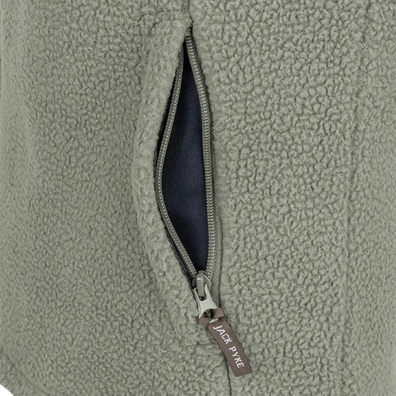 Jack Pyke Women's  Half Zip Sherpa Fleece Pullover - Sage Green-6