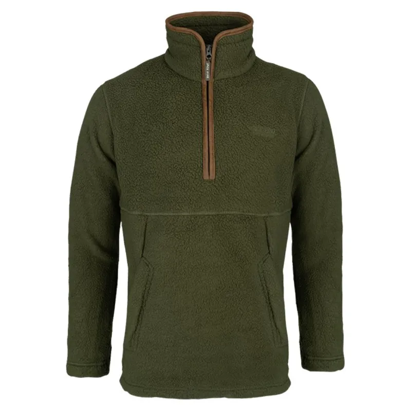 Jack Pyke Men's Half Zip Sherpa Fleece Pullover - Olive