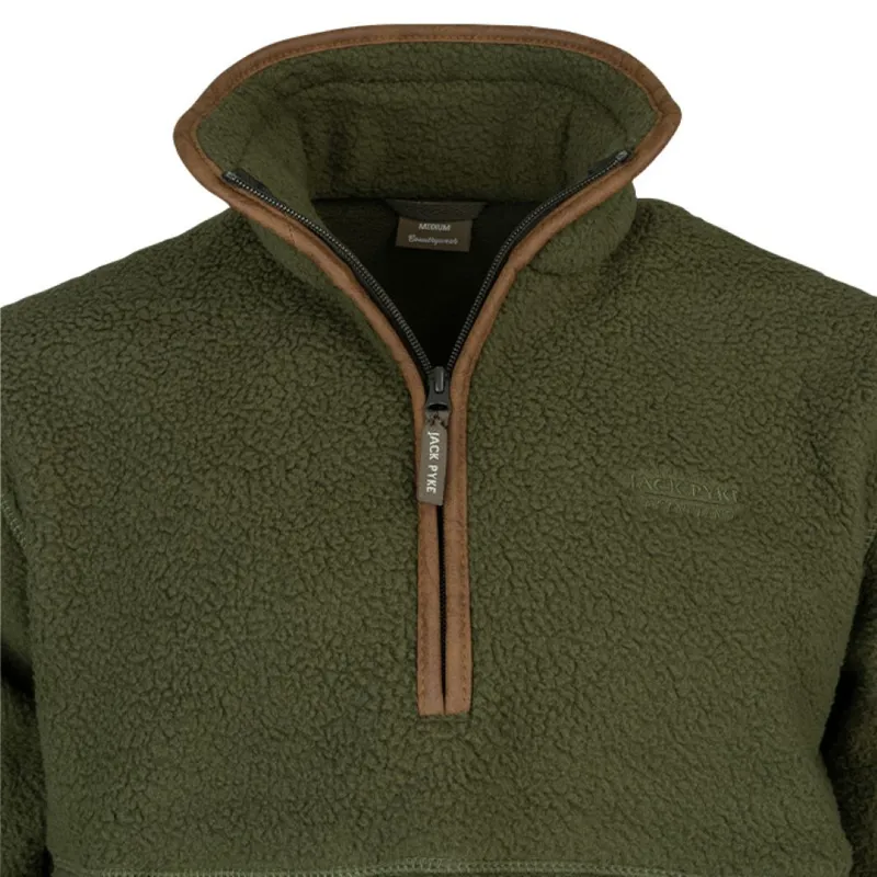 Jack Pyke Men's Half Zip Sherpa Fleece Pullover - Olive-3