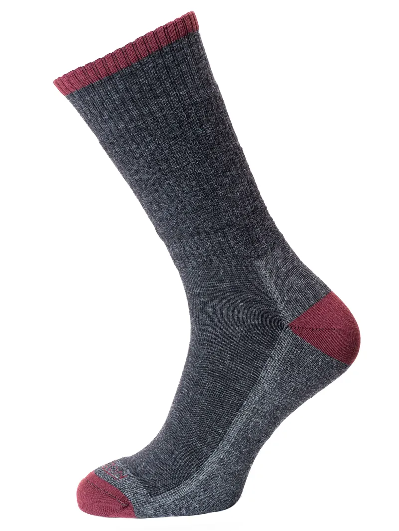 Horizon Premium Merino Hike Sock - Anthracite Marl/Burgundy