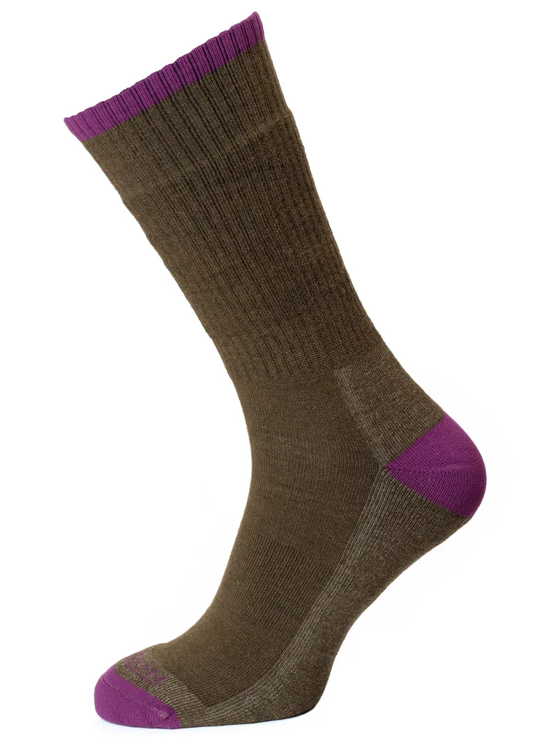 Horizon Premium Merino Hike Sock - Khaki/Purple
