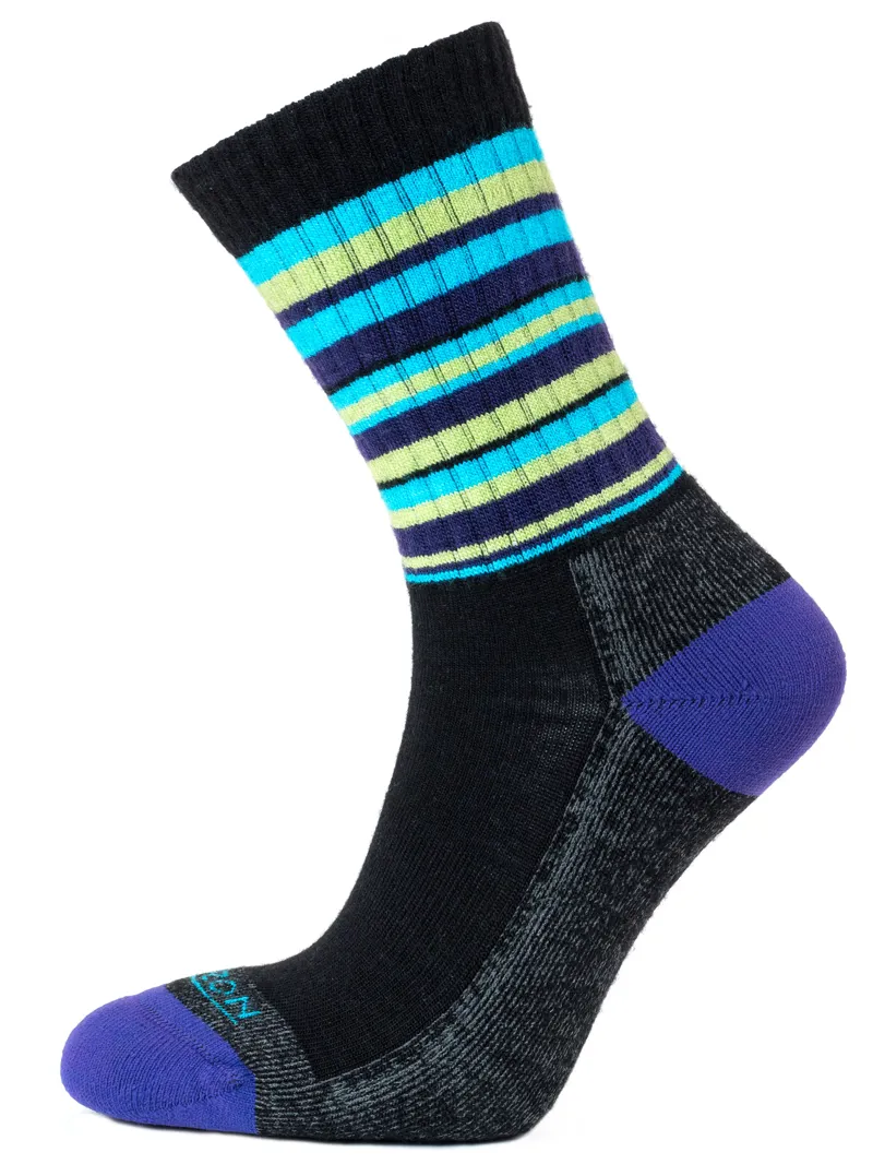 Horizon Women's Premium Micro Crew Sock - Anthracite/Turquoise Stripe 