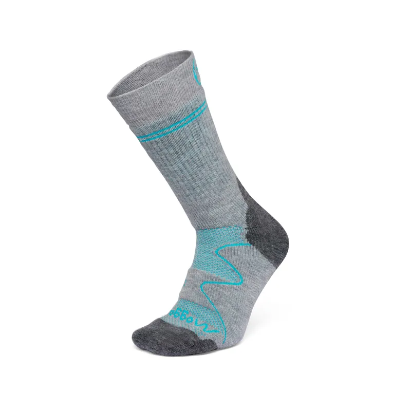 Moggans Full Cushion Merino Crew Socks - Grey/Teal