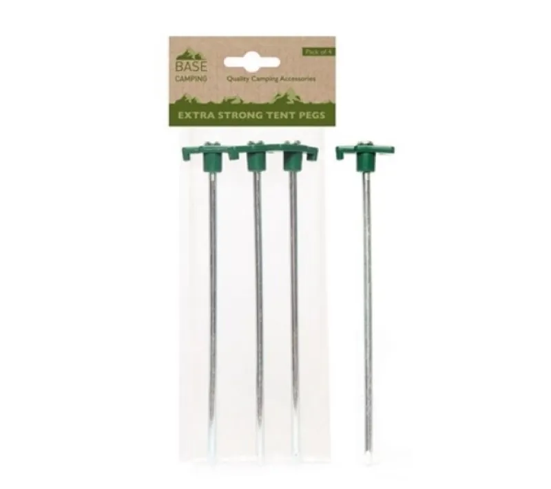 Base Camping Extra Strong Tent Pegs Pack of 4-1