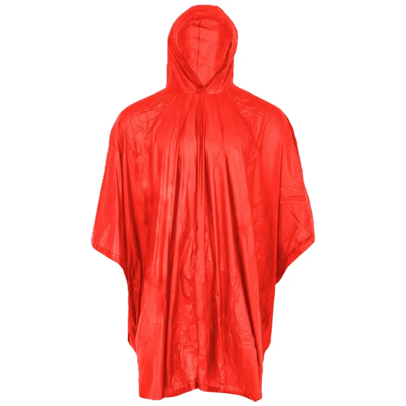 Highlander Lightweight PEVA Biodegradable Hooded Poncho - Red