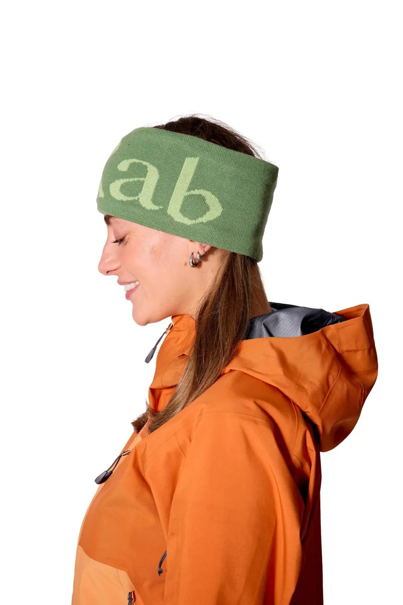 Rab Knitted Logo Headband - Dark Fig Green/Fig Green-2