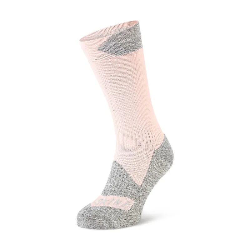 Sealskinz Raynham Aquasealz Waterproof All Weather Mid Length Sock - Pink/Grey Marl