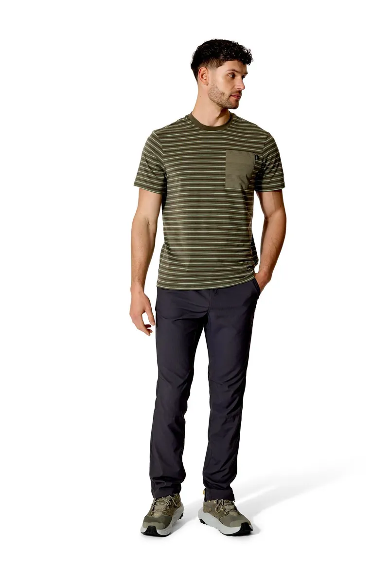 Rab Men's Rivelin Stripe Pocket Tee - Light Khaki Stripe-3