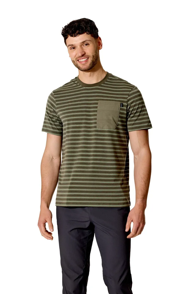 Rab Men's Rivelin Stripe Pocket Tee - Light Khaki Stripe-2