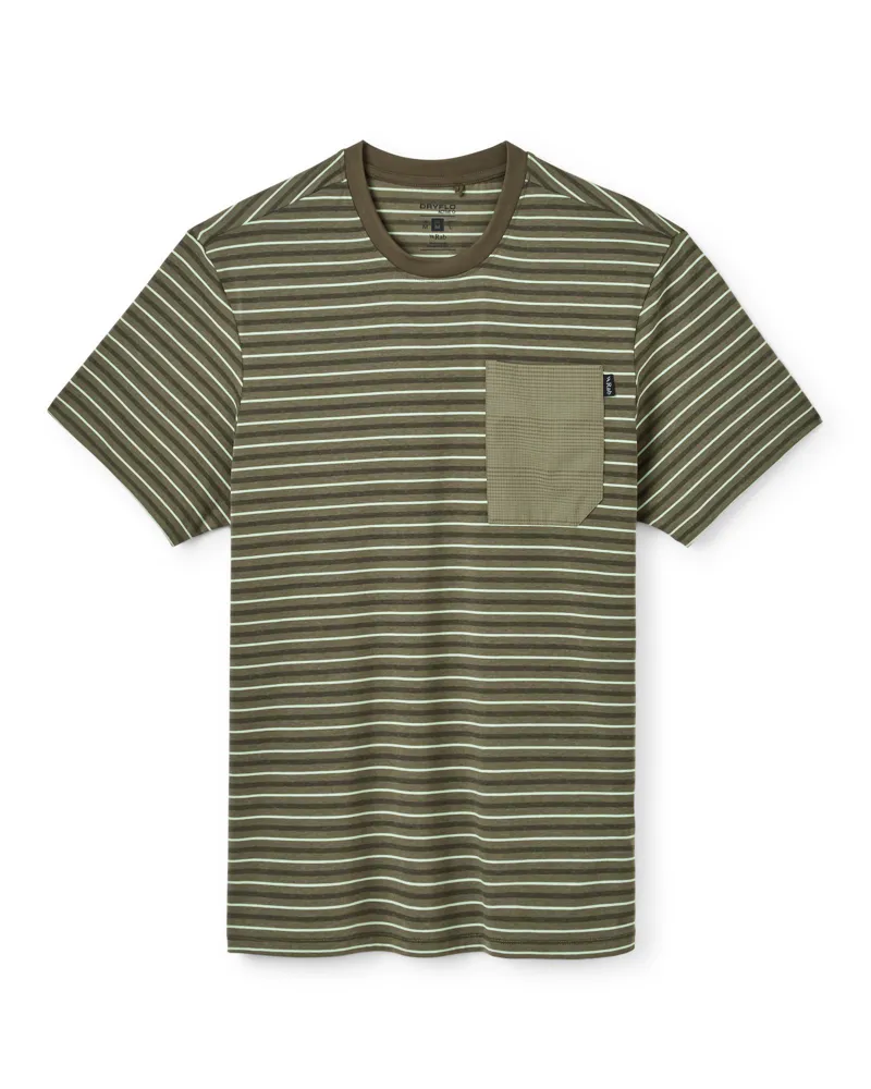 Rab Men's Rivelin Stripe Pocket Tee - Light Khaki Stripe