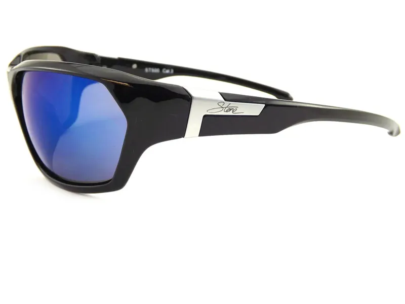 Stone ST500 Sunglasses - Shiny Black/Blue Mirror-2