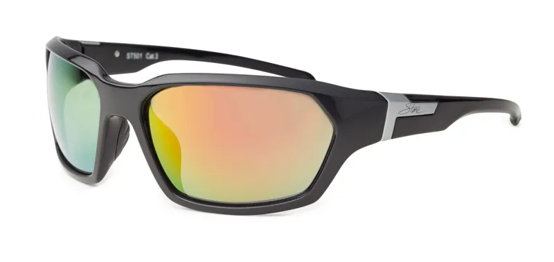 Stone ST501 Sunglasses - Shiny Black/Red Mirror