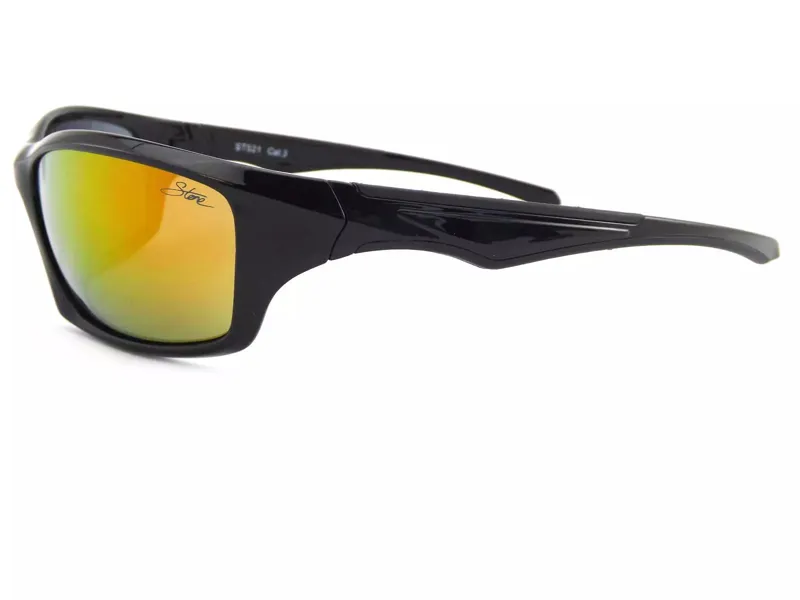 Stone ST521 Sunglasses - Shiny Black/Red Mirror-2