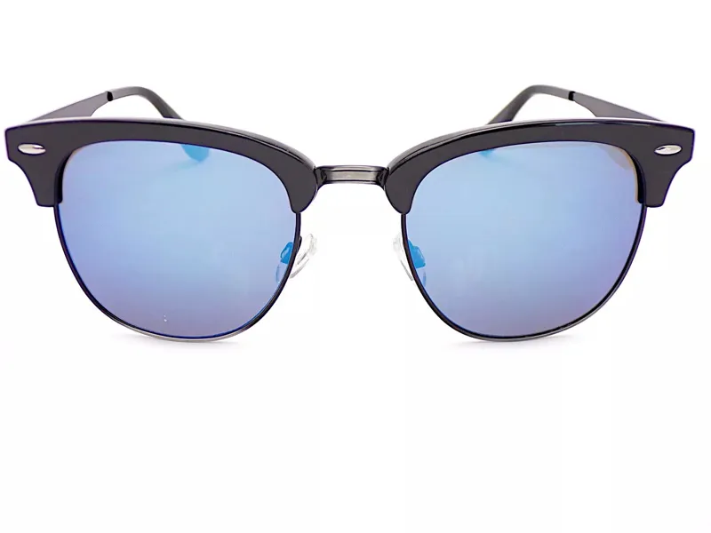 Stone ST641 Sunglasses - Shiny Black/Brushed Silver/Blue Mirror-1