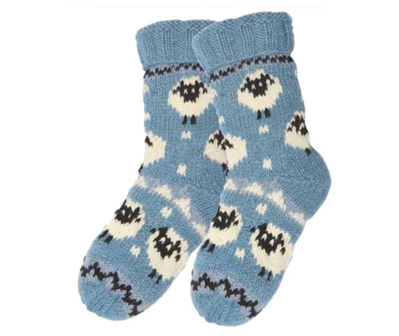 Bartleby Long Wool  Socks - Blue Sheep