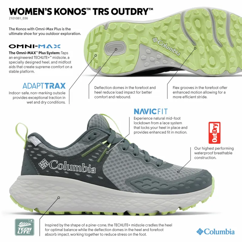 Columbia Women's Konos TRS OutDry Hiking Shoe - Monument/Spring Yellow-6