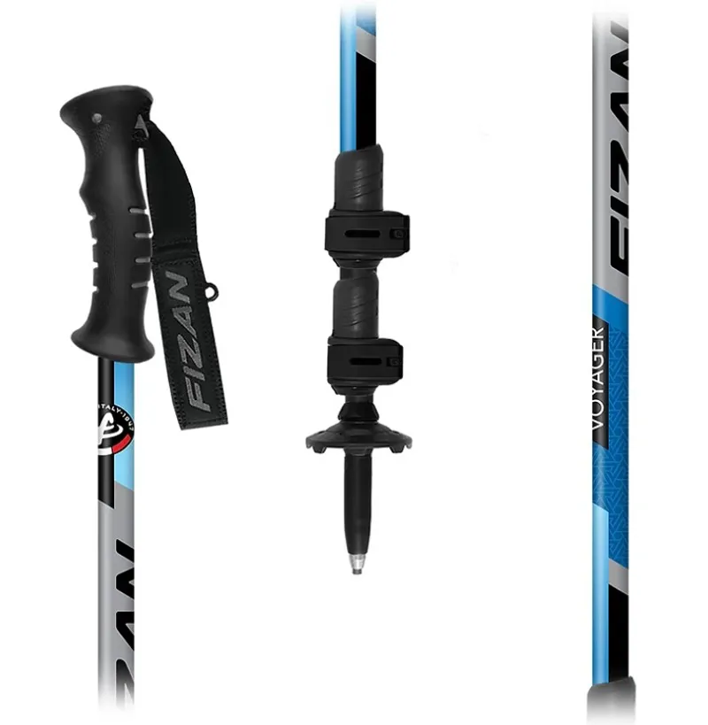 Fizan Voyager Lever Lock Trekking Pole Pair - Blue-1