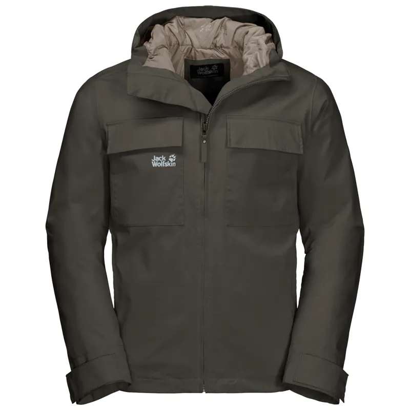 Jack Wolfskin Mens Winter Rain Jacket Dark Moss