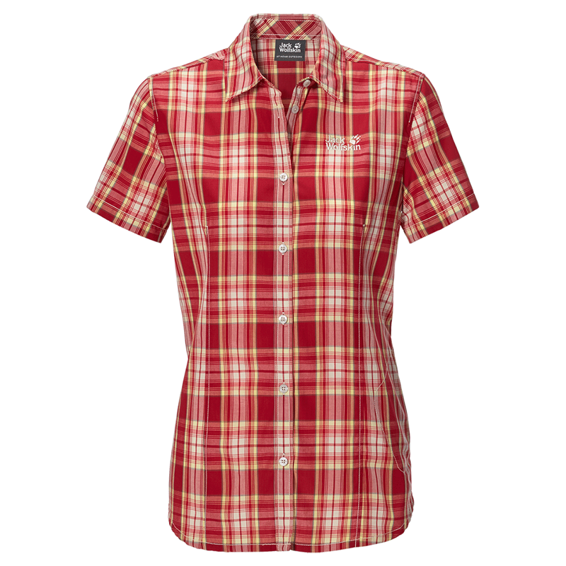 Jack Wolfskin Womens Aurora Shirt - Indian Red Dark Checks