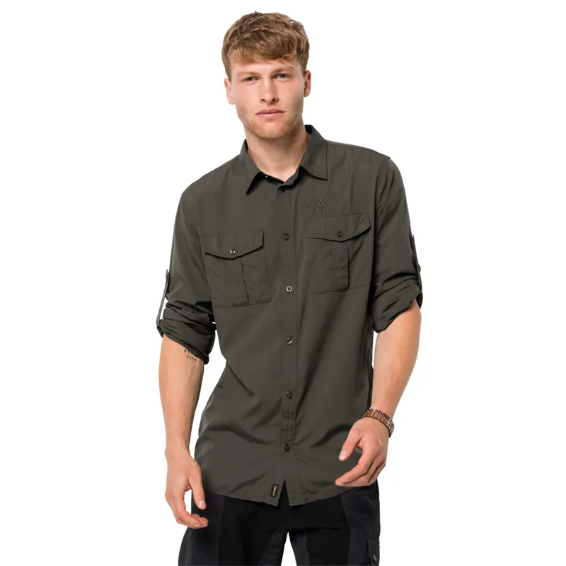 Jack Wolfskin Mens Atacama Roll-Up Shirt - Dark Moss-3
