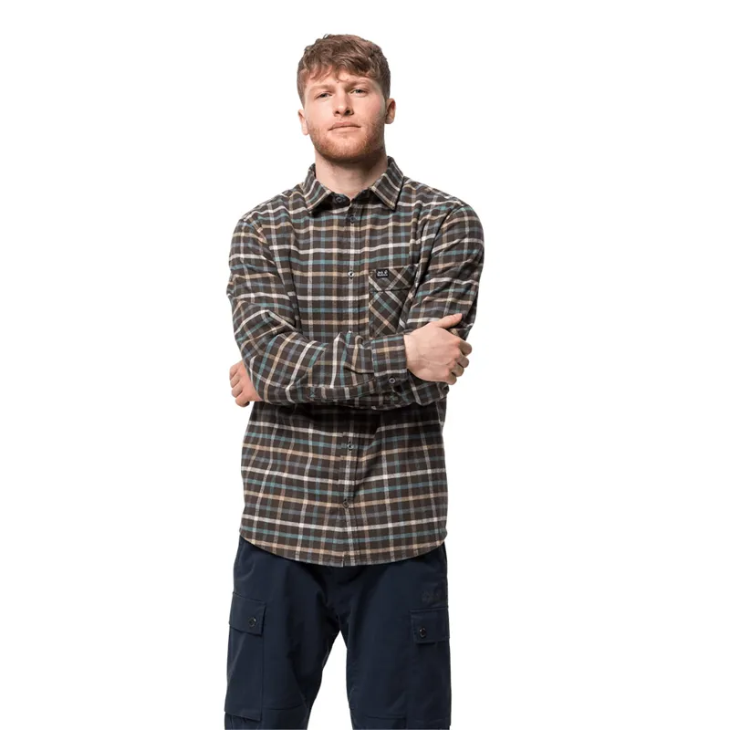 Jack Wolfskin Mens Fraser Island Shirt - Brownstone Checks-1