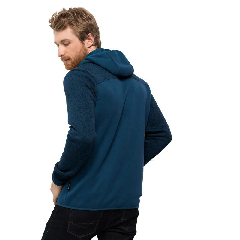 Jack Wolfskin Mens Elk Hooded Fleece Jacket Poseidon Blue