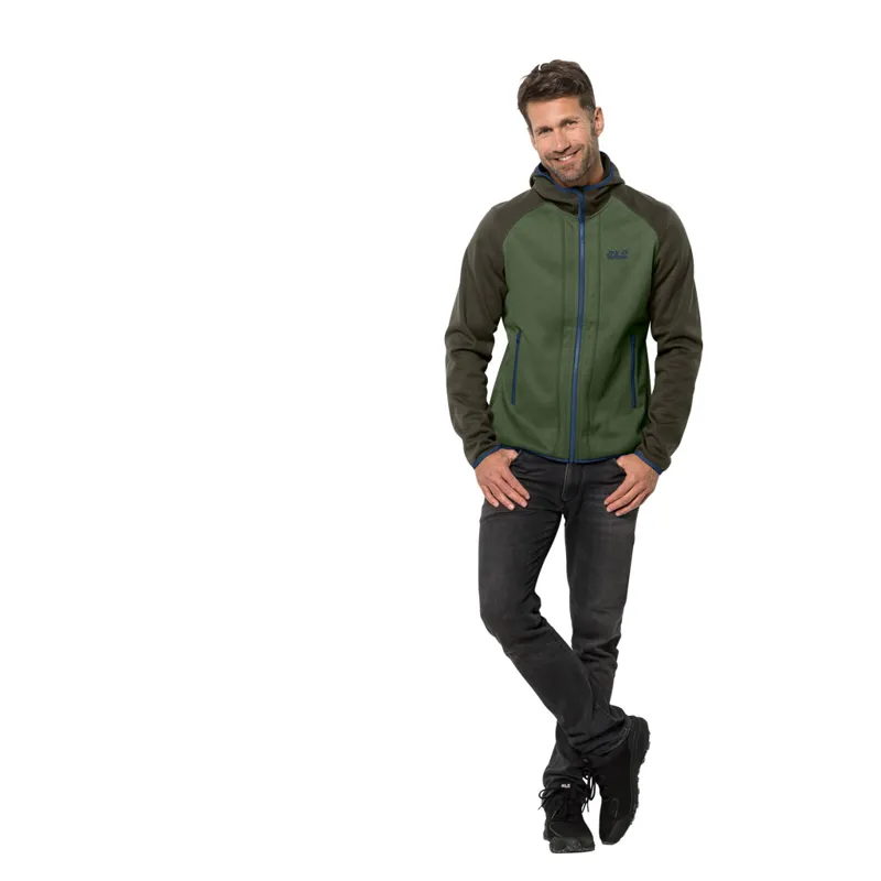 Jack Wolfskin Mens Hydro Hooded Fleece Jacket - Moss-1