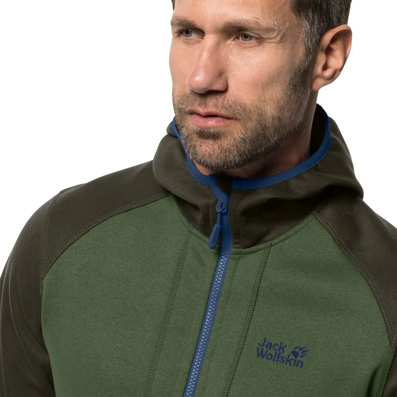 Jack Wolfskin Mens Hydro Hooded Fleece Jacket - Moss-3
