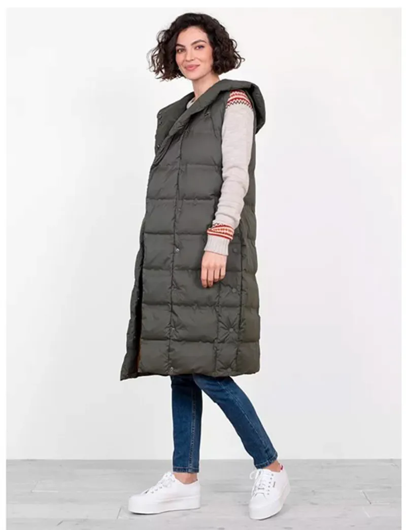 Brakeburn Women's Transition Long Line Gilet - Khaki-1