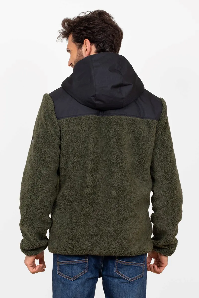 Brakeburn Men's Zip Thru Fleece - Green-1