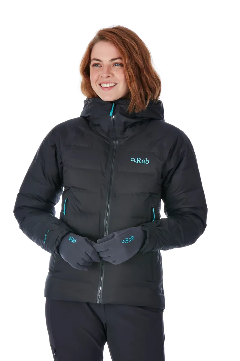 Rab Women s Valiance Waterproof Down Jacket Black Seaglass