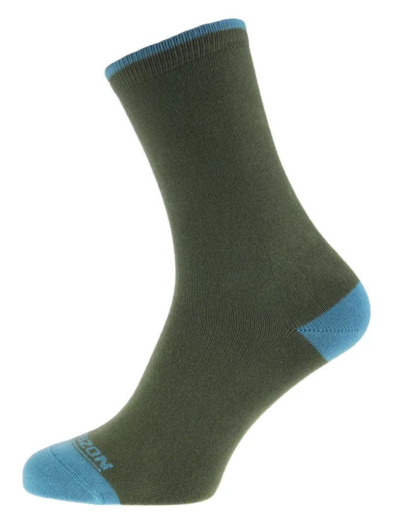 Horizon Lifestyle Women's Bamboo Sock Plain - Olive/Sky