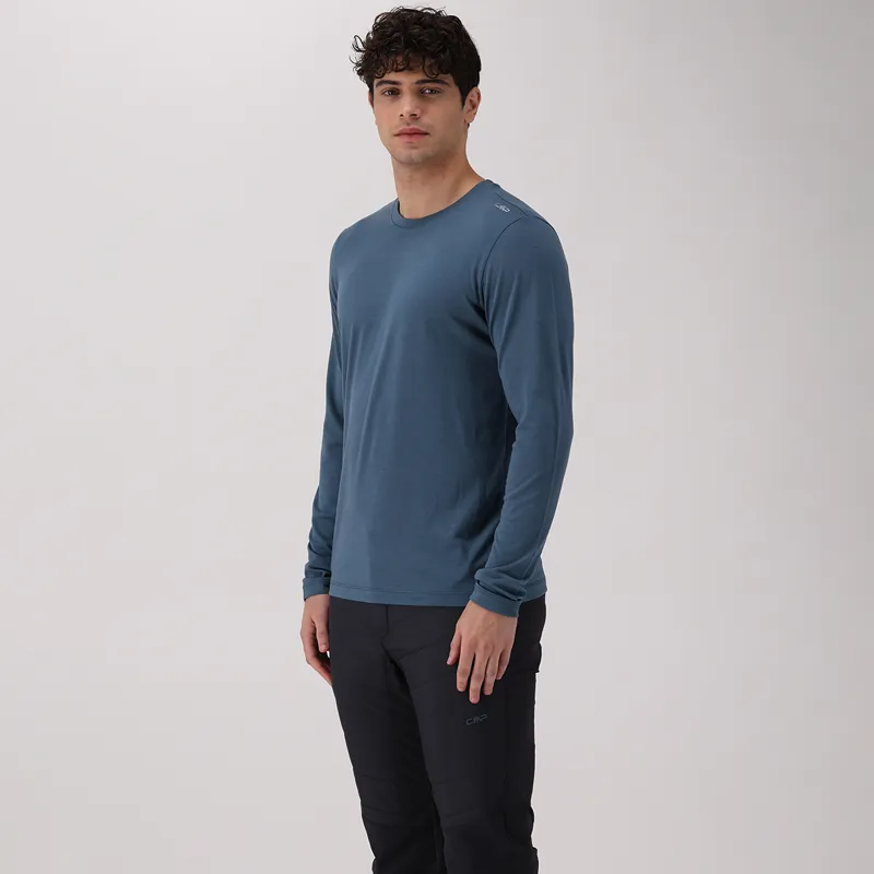 CMP Men's Long Sleeve Merino Blend Base Layer - Solid Avio-4