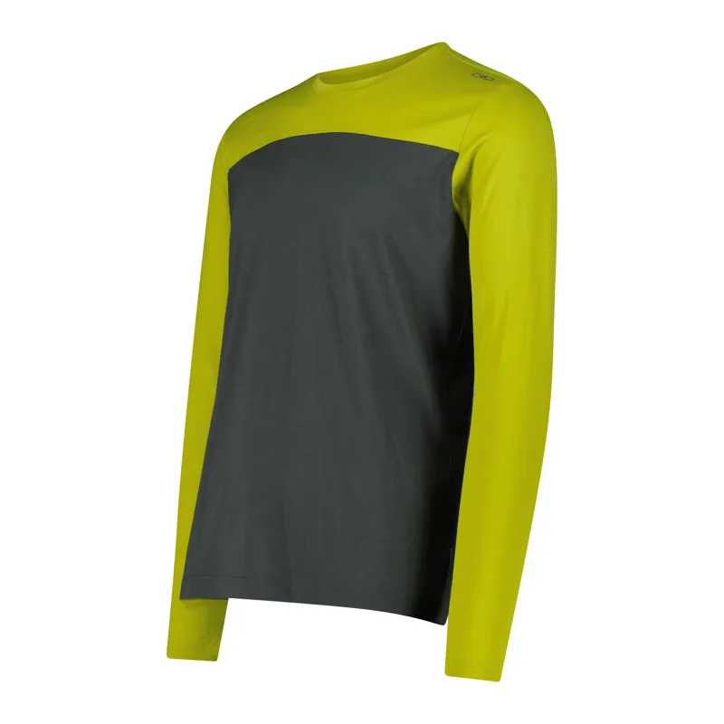CMP Men's Long Sleeve Merino Blend Base Layer - Black/Pine-2