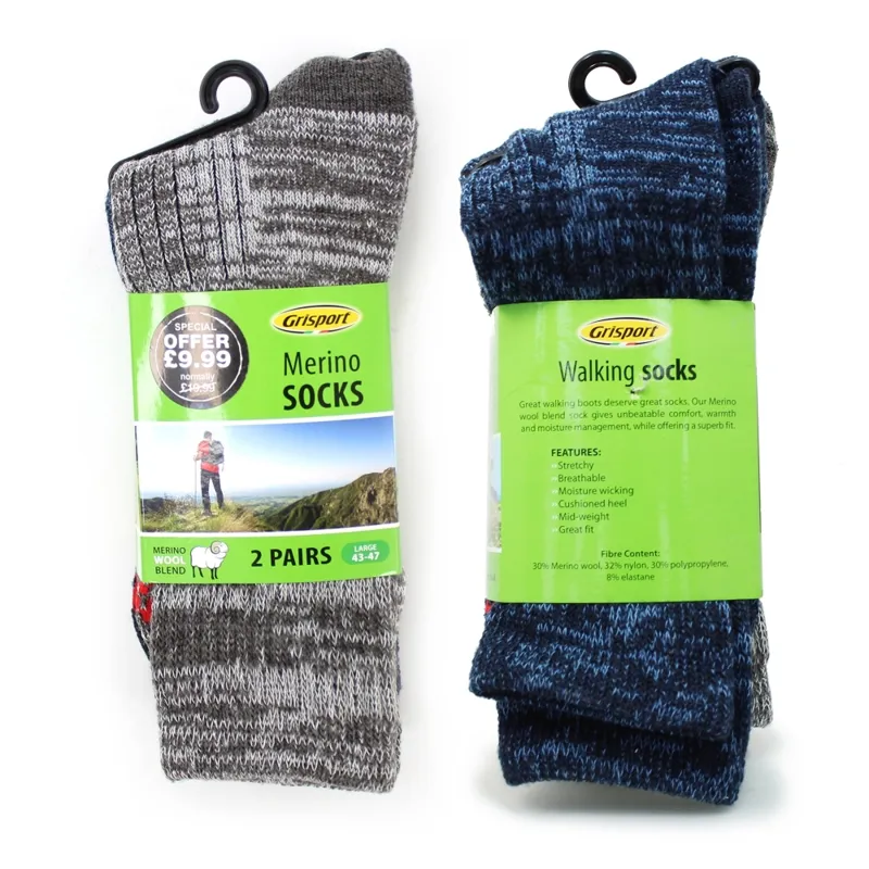 Grisport Men's Merino Socks 2 pack size 43-47 - Navy and Grey-4