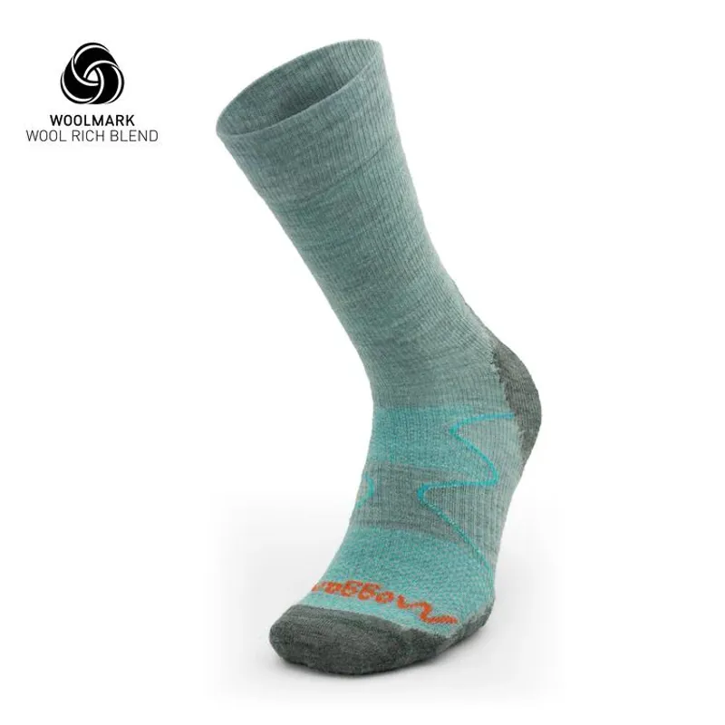 Moggans Midweight Merino Crew Socks - Grey/Teal