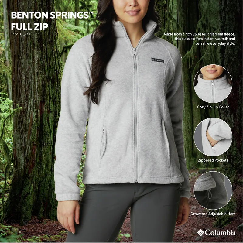 Columbia Women s Benton Springs Full Zip Fleece Jacket Cirrus Grey