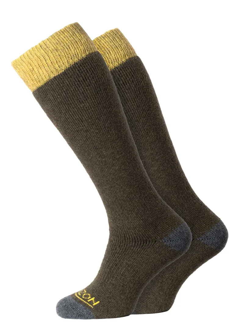  Horizon Heritage Winter Sport Merino 2 pair pack - Olive/Yellow